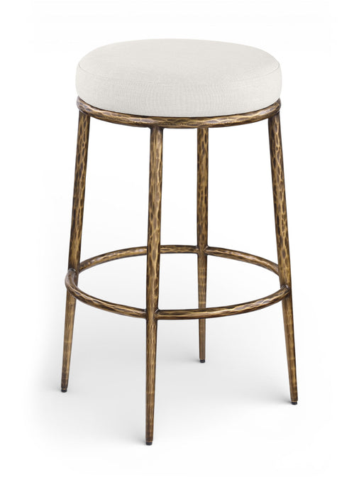 Ferro - Performance Fabric Upholstered Backless Bar Stool - Cream / Antique Brass - Simple Home Plus