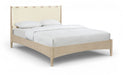 Santos - Vegan Leather Headboard And Wood Bed - Waxed Natural Frame - Simple Home Plus