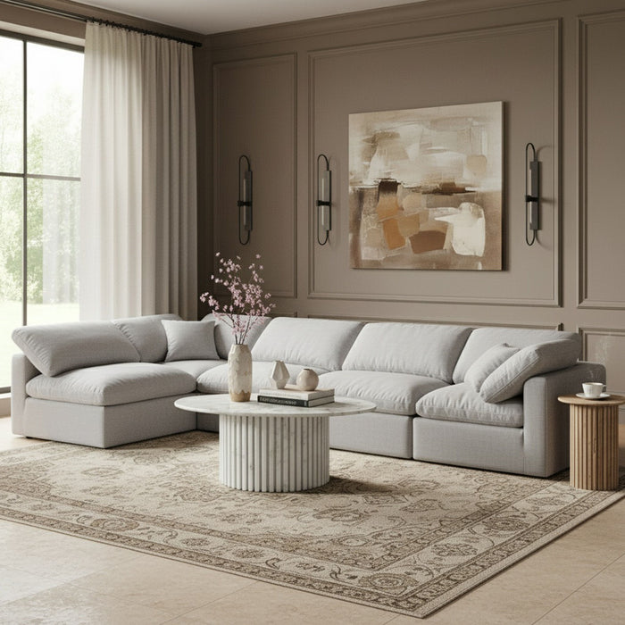 Indulge - Linen 5 Piece Modular Sectional - Simple Home Plus