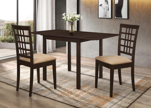 Kelso - 3 Piece Drop Leaf Dining Set - Cappuccino And Tan - Simple Home Plus