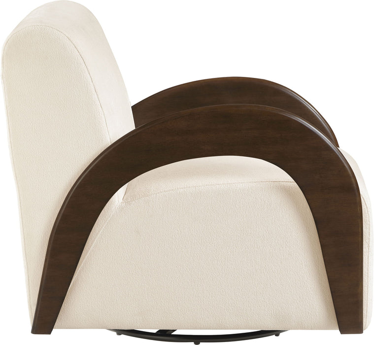 Neria - Chenille Fabric Upholstered Swivel Accent Chair - Painted Brown Base - Simple Home Plus