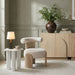 Calder - Linen Textured Fabric Upholstered Accent Chair - Painted Natural Base - Simple Home Plus