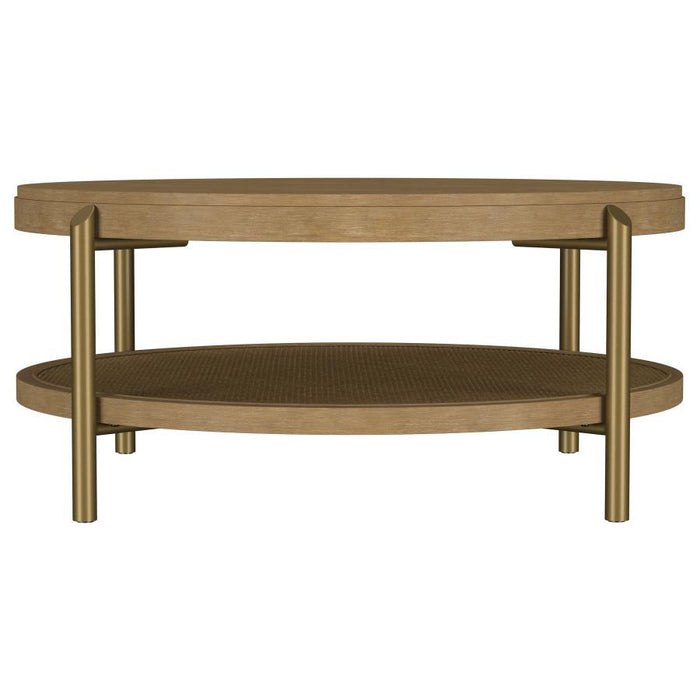 Arini - Round Coffee Table With Storage Shelf - Simple Home Plus