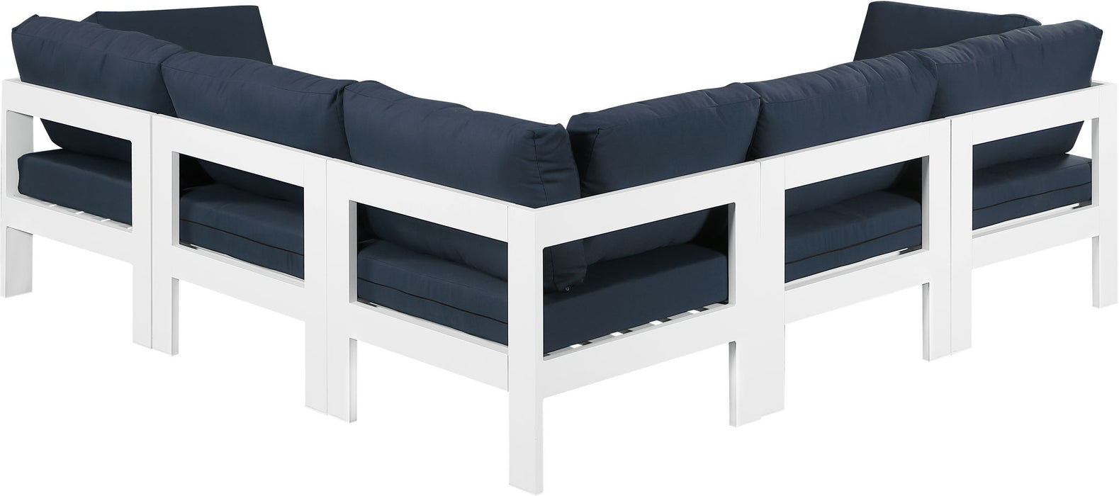 Nizuc - Outdoor Patio 5 Piece Modular Sectional With White Frame - Simple Home Plus