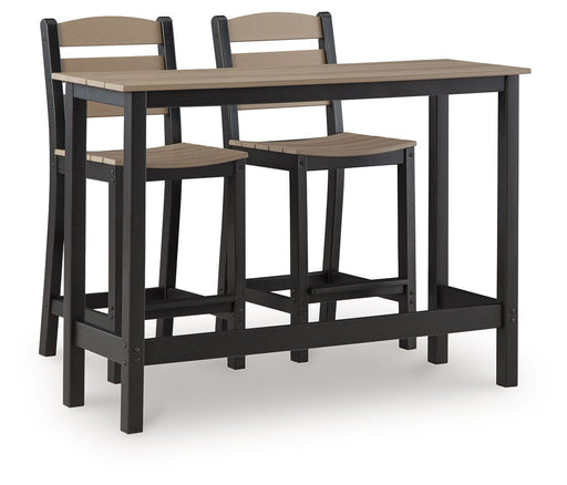 Shoreline Beach - Outdoor Counter Table And 2 Barstools (Set of 3) - Black / Beige - Simple Home Plus