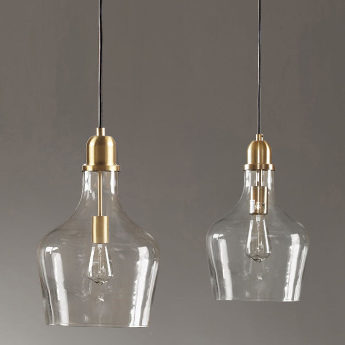 Auburn - Bell Shaped Glass Pendant - Gold / Clear - Simple Home Plus