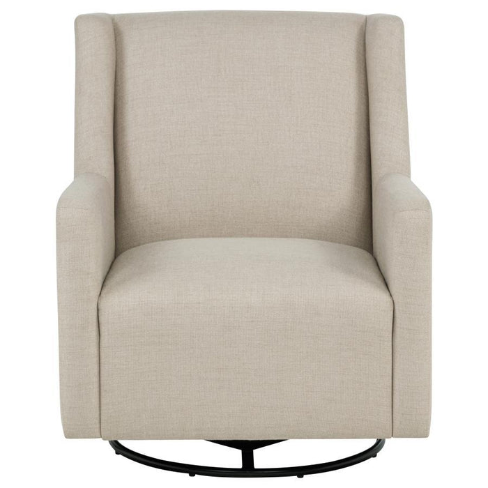 Sorrel - Fabric Upholstered Swivel Glider Arm Chair - Latte - Simple Home Plus