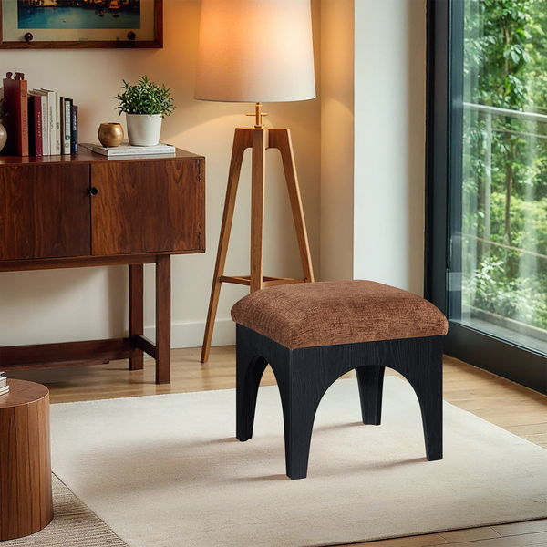 Lawson - Chenille Fabric Ottoman - Black Base