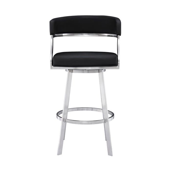 Dione - Swivel Faux Leather And Brushed Stainless Steel Bar Stool