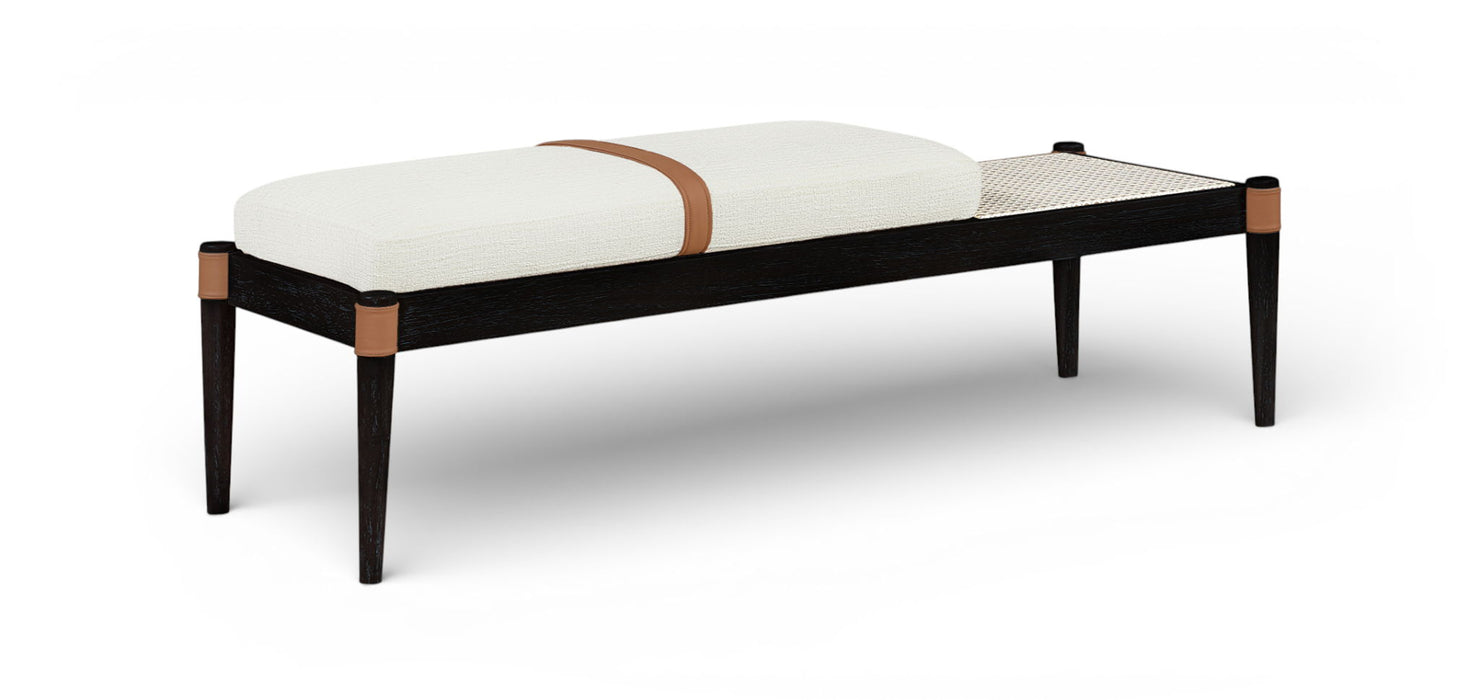 Nara - Linen Textured Fabric Upholstered Bench - Painted Black - Simple Home Plus