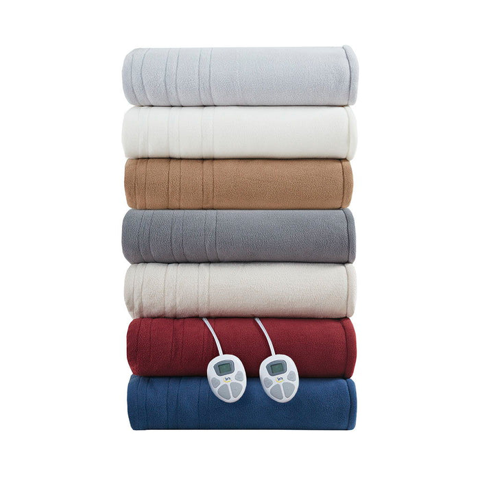 Fleece to Sherpa - Queen Comfort Heated Blanket - Light Gray - Simple Home Plus