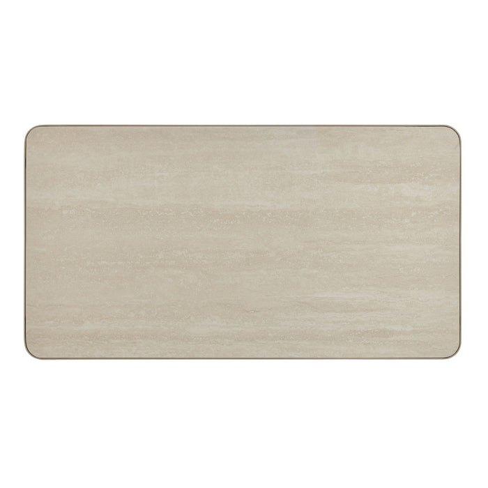 Pavilion - Powder Coated Metal Rectangle Outdoor Coffee Table With Sintered Stone Table Top - Natural