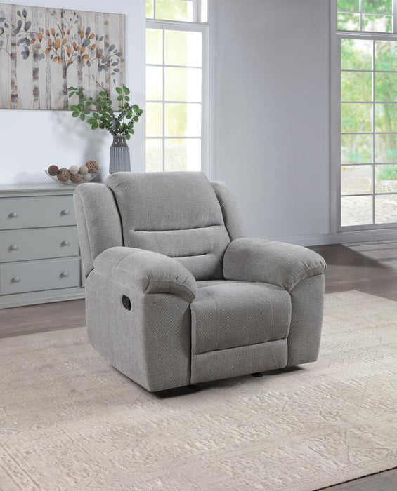 Gilson - Chenille Upholstered Reclining Glider Recliner - Gray - Simple Home Plus