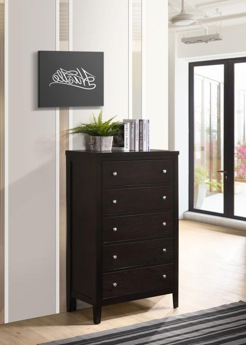 Carlton - 5-Drawer Bedroom Chest - Cappuccino - Simple Home Plus