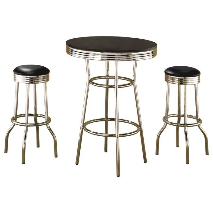 Retro - 3 Pieces Round 1950s Bistro Pub Bar Table Set - Simple Home Plus
