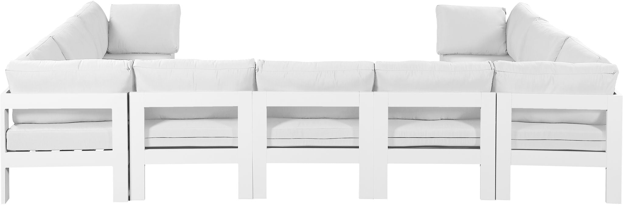 Nizuc - Outdoor Patio 9 Piece Modular Sectional With White Frame - Simple Home Plus