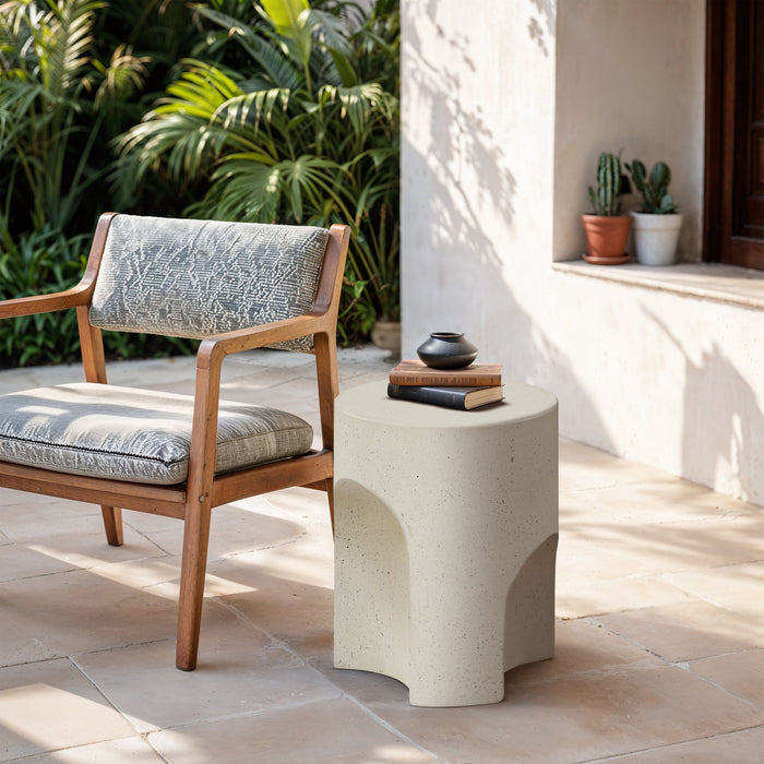 Olira - Concrete And Fiberglass Indoor / Outdoor End Table - Simple Home Plus