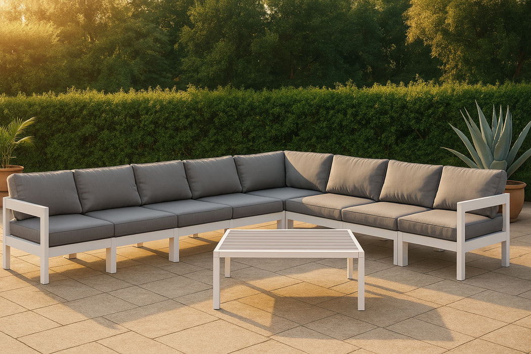 Nizuc - Outdoor Patio 8 Piece Modular Sectional With White Frame - Simple Home Plus