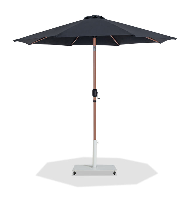 Fiji - Aluminum Patio Umbrella With Square White And Teak Base - Simple Home Plus
