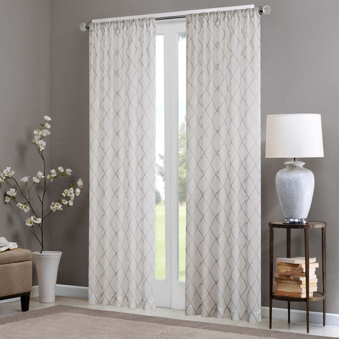 Irina - Diamond Sheer Window Curtain - White / Gray - Simple Home Plus
