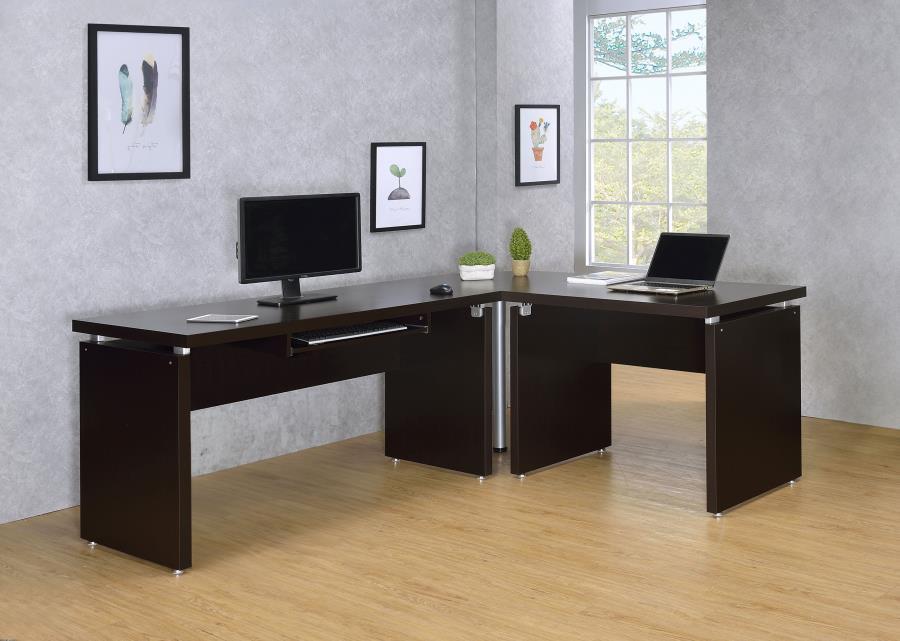 Skylar - L-Shaped Office Computer Desk - Cappuccino - Simple Home Plus