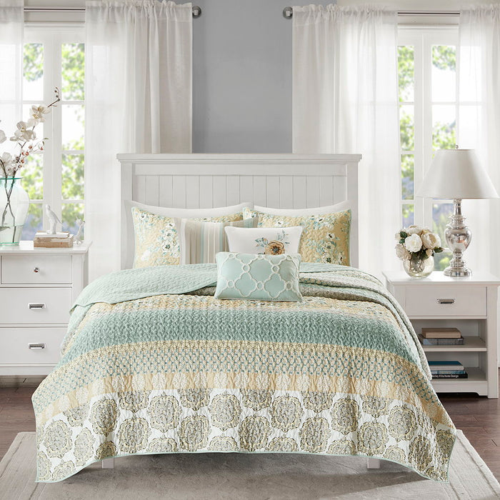 Willa - 6 Piece Reversible Coverlet Set - Green - Simple Home Plus