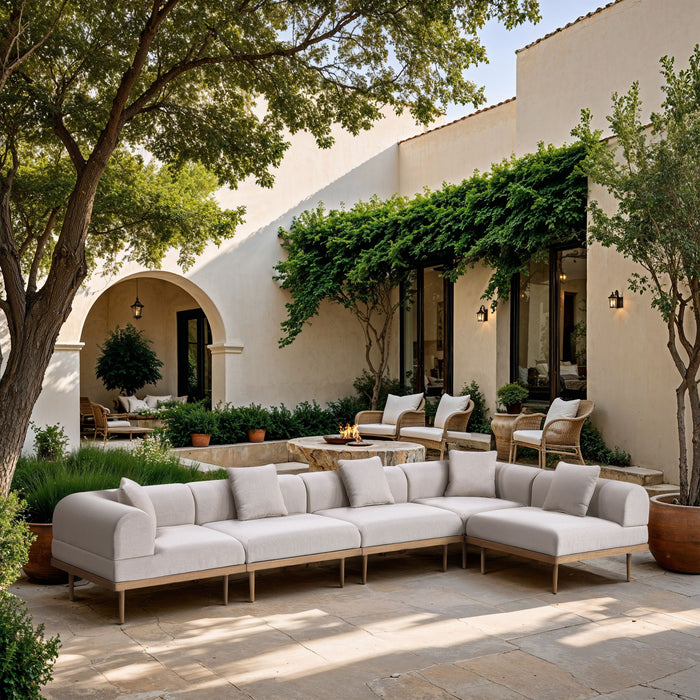 Laguna - 5 Piece 106.5" Upholstered Outdoor Patio Modular Sectional - Simple Home Plus