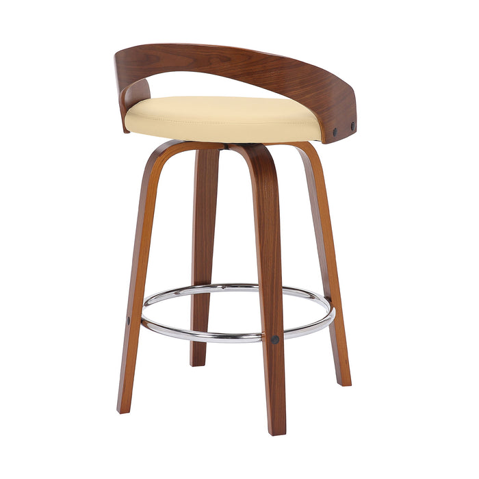 Sonia - 26" Counter Height Swivel Bar Stool - Walnut Wood - Simple Home Plus
