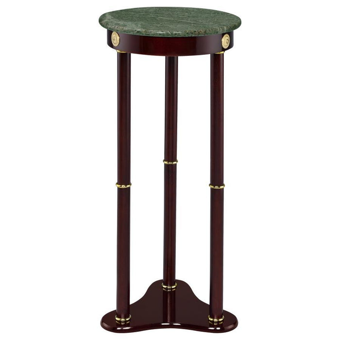 Edite - Round Marble Top Accent Side Table - Merlot - Simple Home Plus