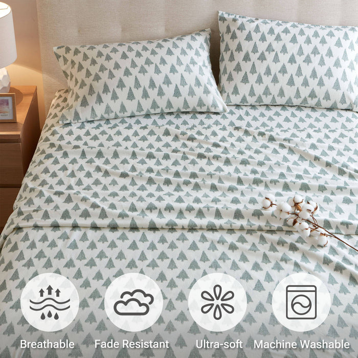 Cozy Cotton Flannel - Queen Printed Sheet Set - Ikat Tree - Simple Home Plus