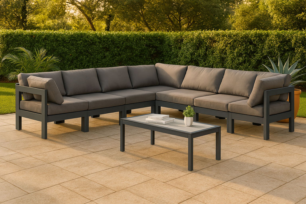 Nizuc - Outdoor Patio 7 Piece Modular Sectional With Gray Frame - Simple Home Plus
