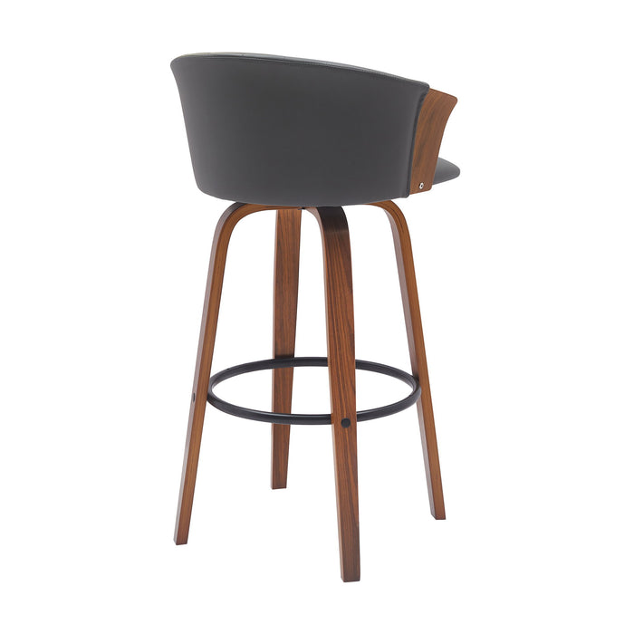 Diana - Swivel Walnut Wood Faux Leather Counter Stool - Simple Home Plus