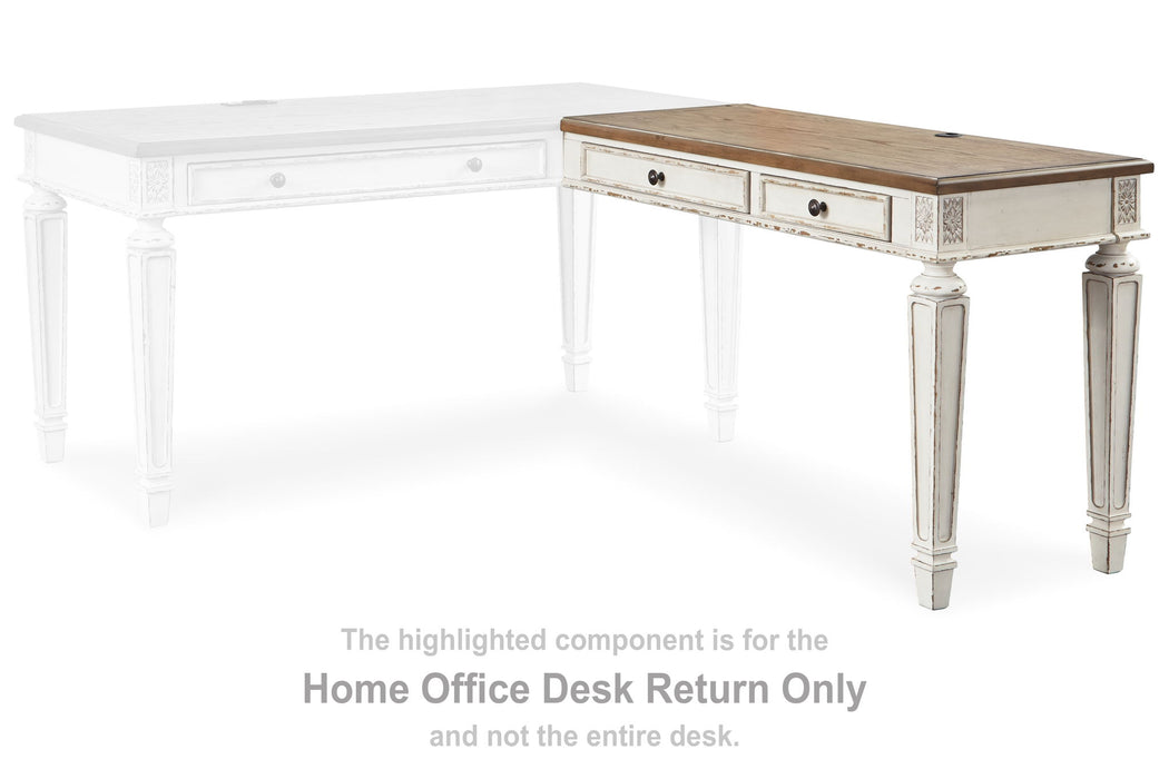 Realyn - Home Office Desk Return - White / Brown - Simple Home Plus