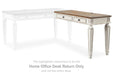 Realyn - Home Office Desk Return - White / Brown - Simple Home Plus