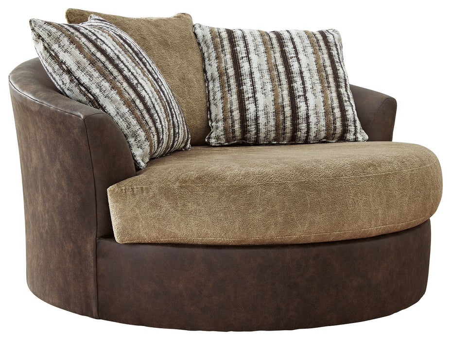 Alesbury - Chocolate - Oversized Swivel Accent Chair - Simple Home Plus