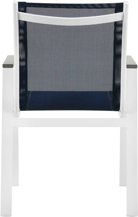 Nizuc - Outdoor Patio Dining Arm Chair With White Frame And Gray Arms (Set of 2) - Simple Home Plus
