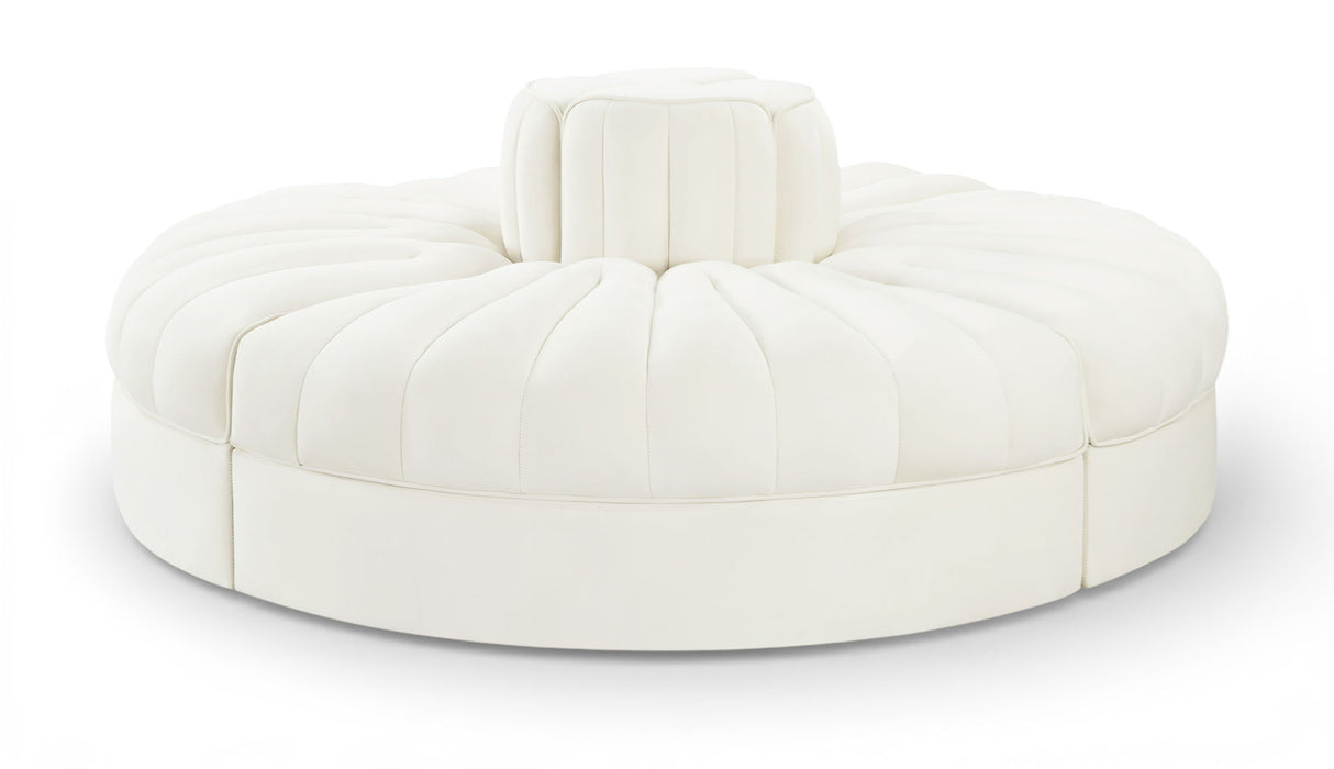 Rummi - Round Velvet Performance Fabric Upholstered 4 Piece Modular Sofa - Simple Home Plus