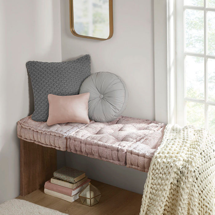 Azza - Poly Chenille Square Floor Pillow Cushion Compress Pack - Blush