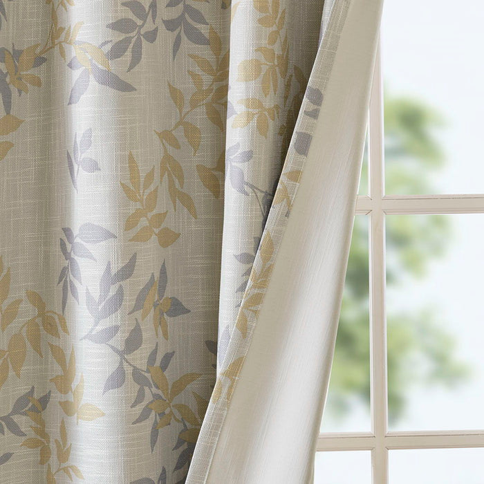 Julie - Printed Botanical Blackout Panel - Yellow - Simple Home Plus