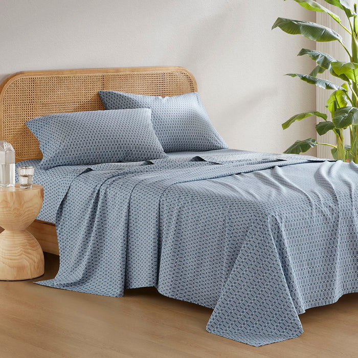 Cotton 144TC - California King Printed Sheets - Diamond Blue