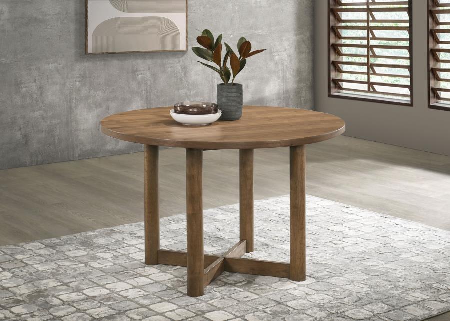 Crestmore - Round Wood Dining Table - Walnut - Simple Home Plus