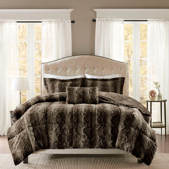 Zuri - King Comforter (Set of 4) - Brown - Simple Home Plus