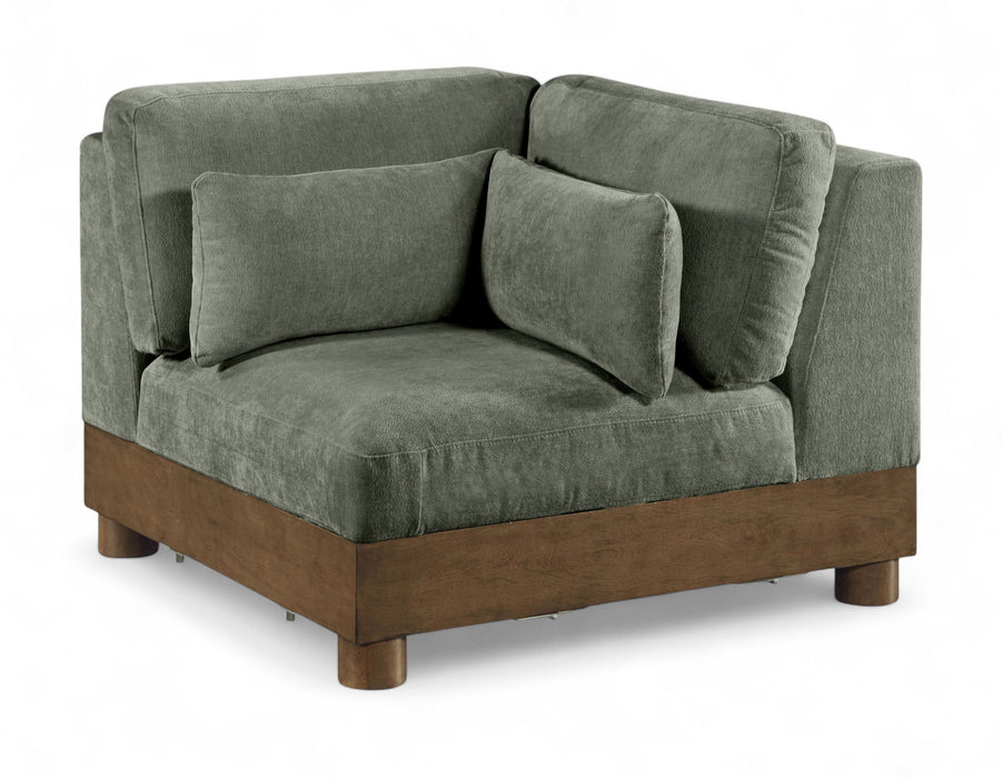 Turin - Chenille Fabric Upholstered Modular Corner Chair - Walnut Base - Simple Home Plus