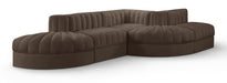 Rummi - Rounded Velvet Performance Fabric Upholstered 5 Piece Modular Sectional - Simple Home Plus