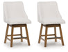 Cabalynn - Oatmeal / Light Brown - Upholstered Swivel Barstool (Set of 2) - Simple Home Plus
