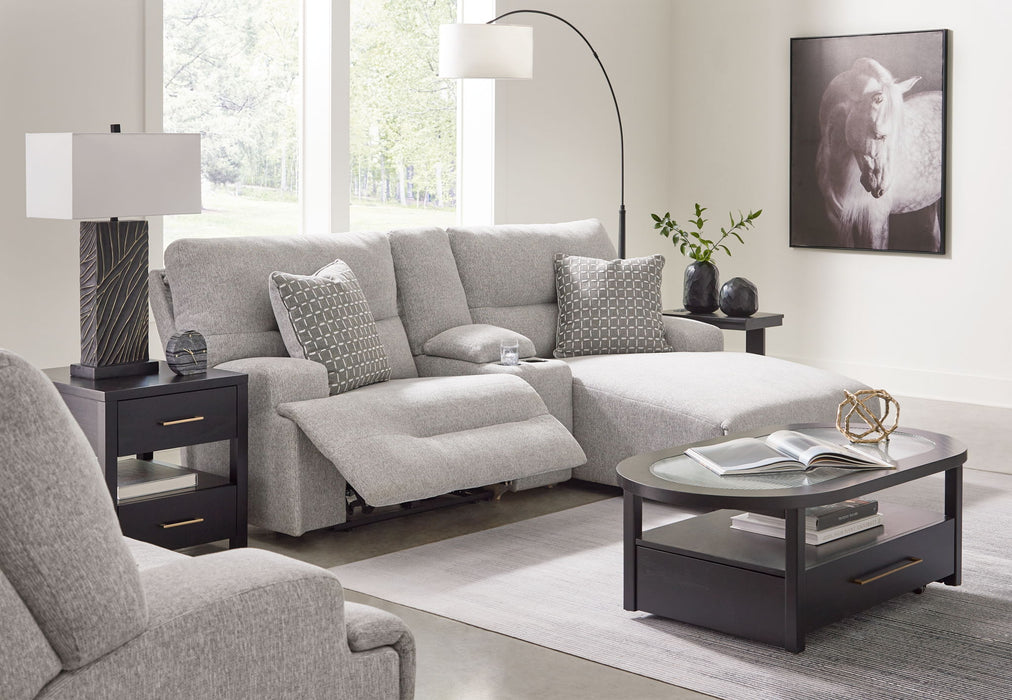 Acklen Place - 4 Pc. - 3-Piece Power Reclining Sectional Sofa With Raf Chaise, Wide Seat Power Recliner - Pewter - Simple Home Plus