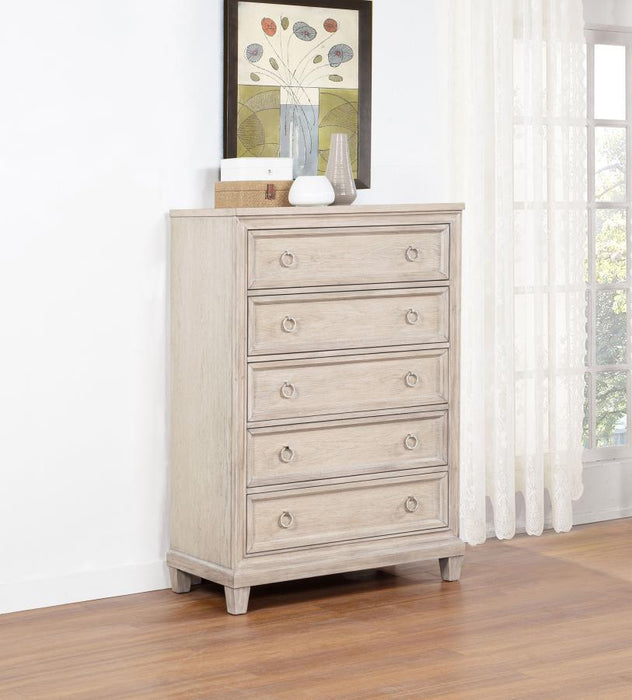 Pembroke - 5-Drawer Chest Of Drawers - Washed Oak - Simple Home Plus