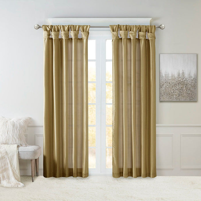 Emilia - 108" Twist Tab Lined Window Curtain - Bronze - Simple Home Plus