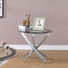 Brooke - Round Glass Top Side End Table Metal Base - Simple Home Plus