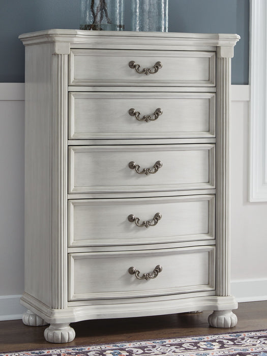 Montelaine - Antique White - Five Drawer Chest - Simple Home Plus